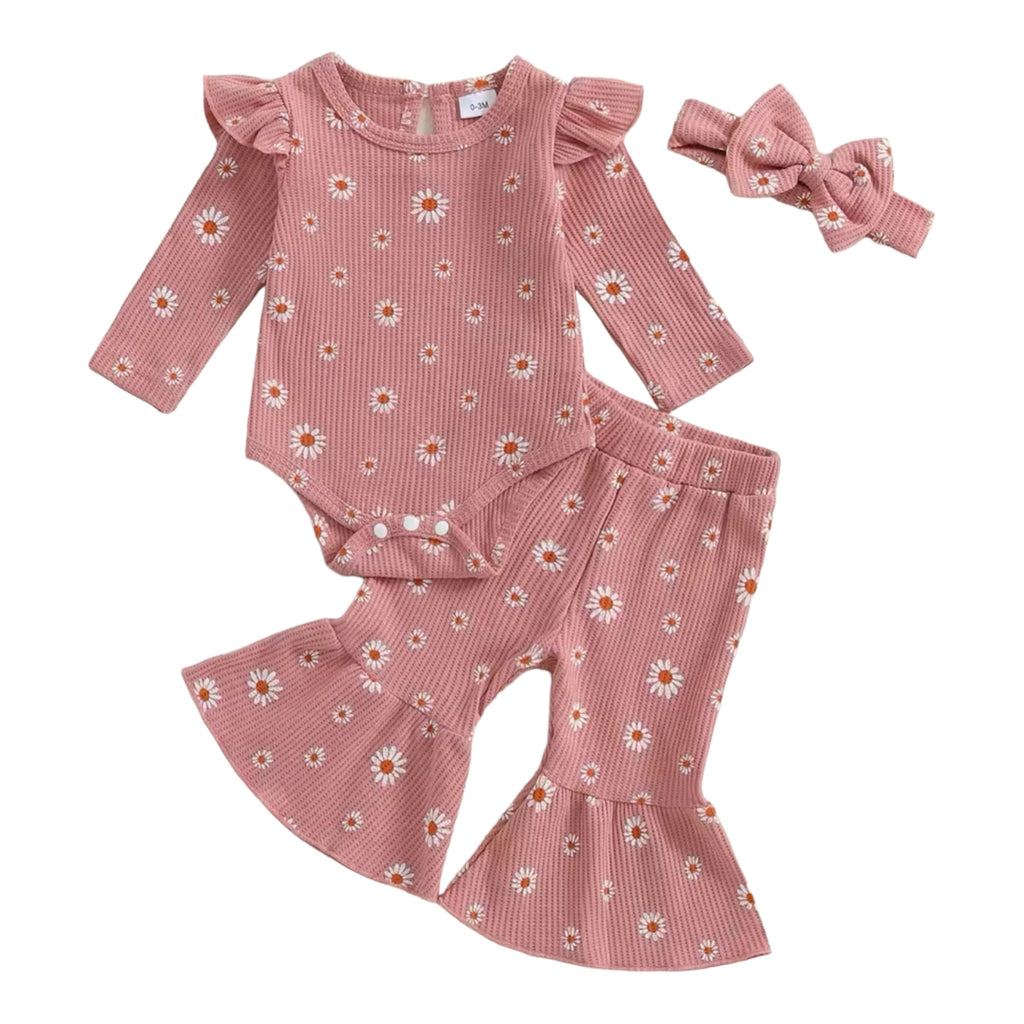 Flower Bell Bottom Set - Mauve