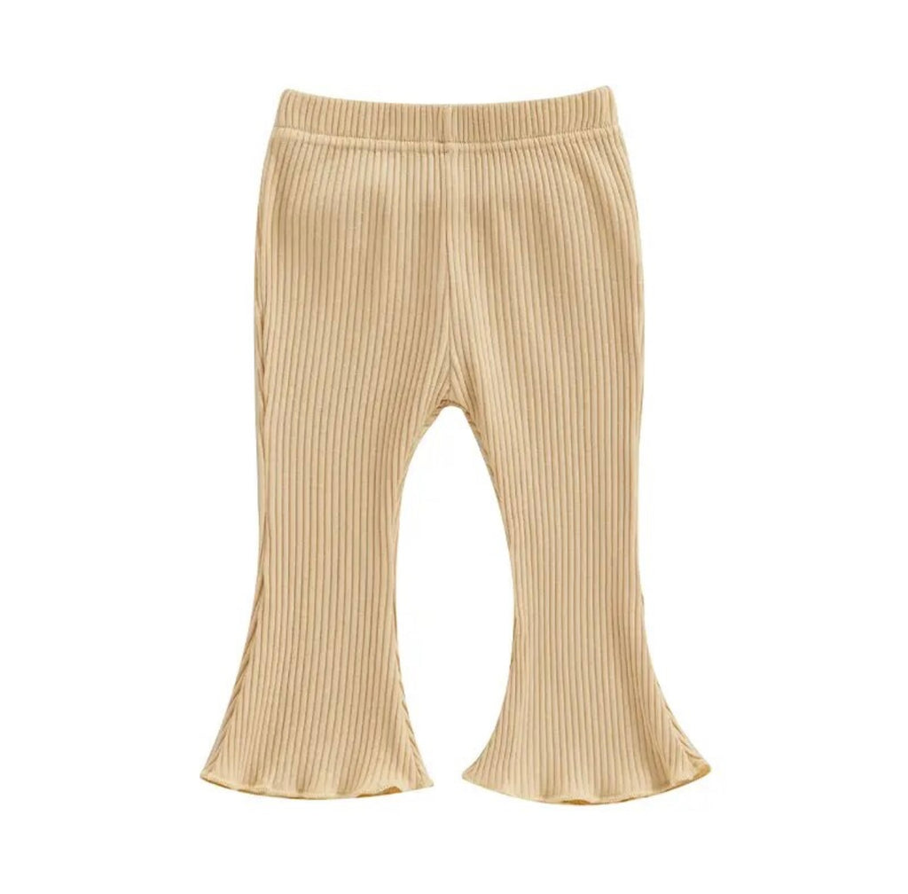 Ribbed Flare Pants - Beige