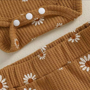 Flower Bell Bottom Set - Brown