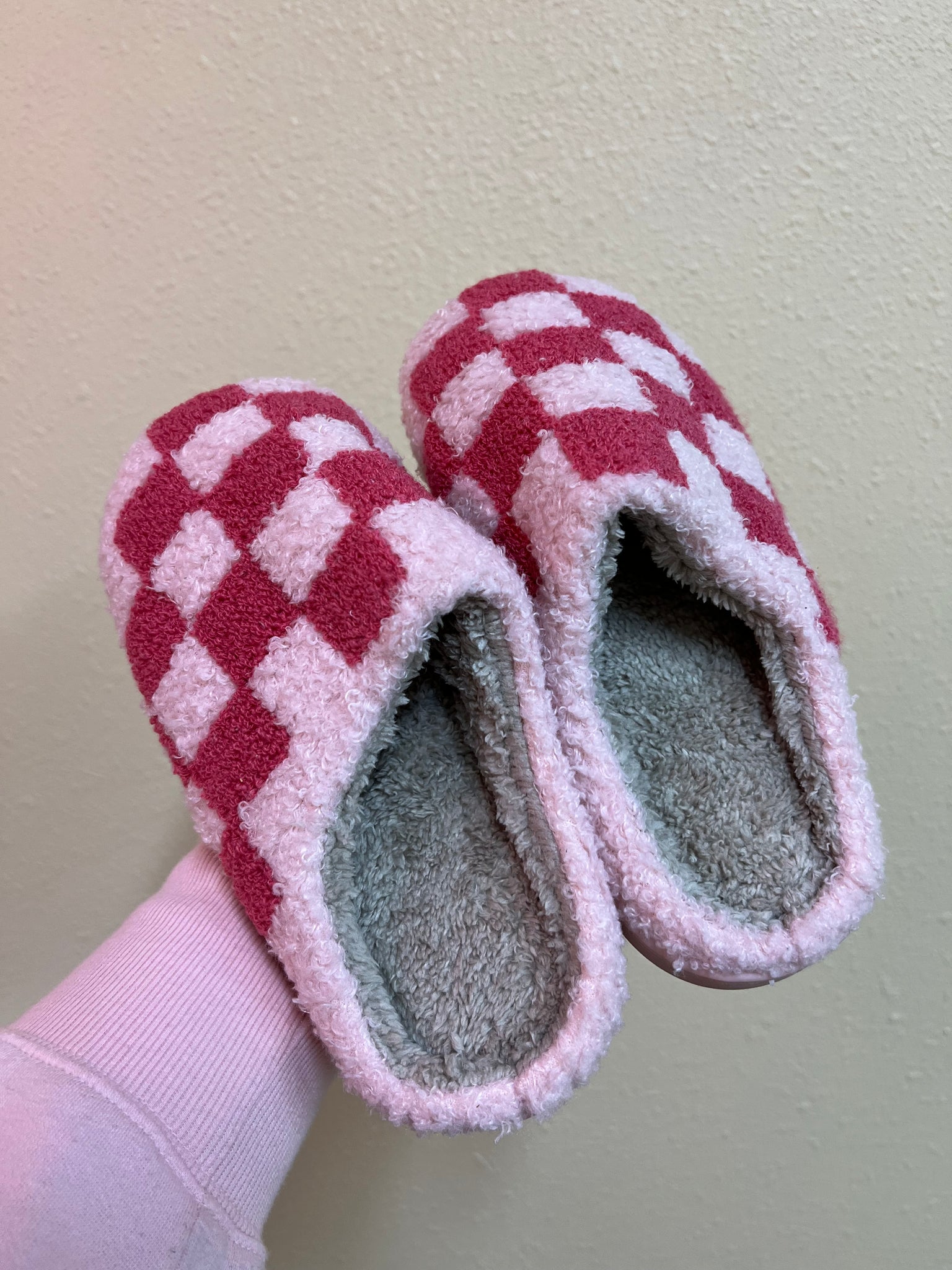 Pink Checkered Slippers