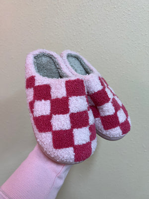 Pink Checkered Slippers