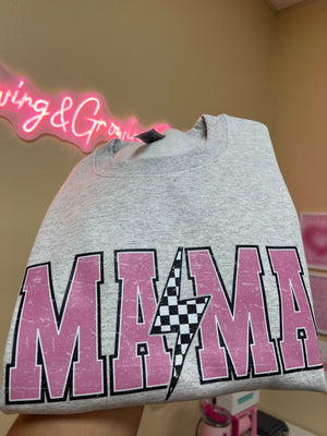 Mama Checkered Bolt Crewneck