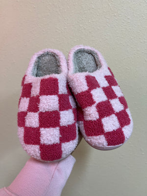 Pink Checkered Slippers